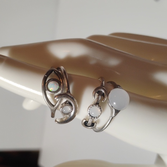 Bundle 4 Opal Or Moonstone Style Rings Sz 6-8 - Picture 4 of 6